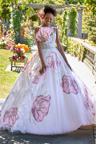 свадебные платья 2022, свадебное платье с цветами 