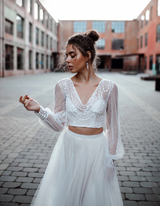 свадебные платья 2022, платье кроп топ 