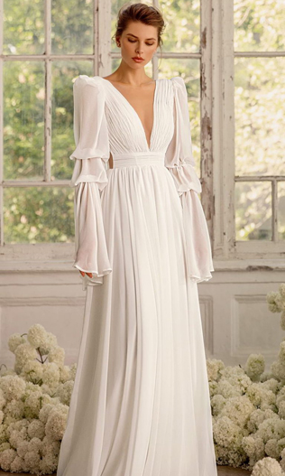 свадебные платья 2022, платье с глубоким декольте 