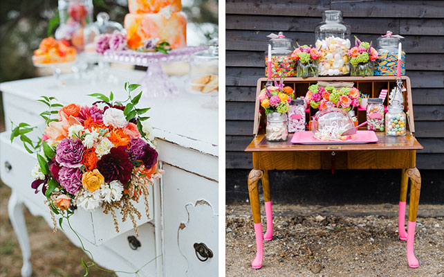 идеи для выездной регистрации, комод с ящиками для сладкого стола