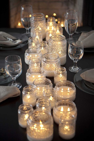 романтичная зимняя свадьба, свечи в декоре зимней свадьбы 