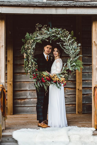 романтичная зимняя свадьба, венок для зимней свадьбы 