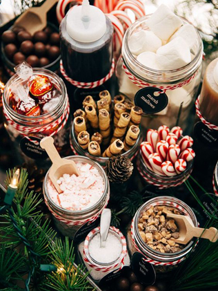 романтичная зимняя свадьба, какао-бар на свадьбе 