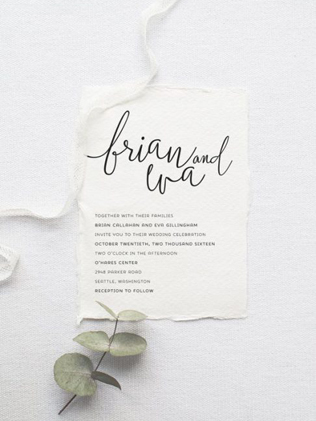 свадьба в стиле минимализм, приглашения в стиле минимализм 