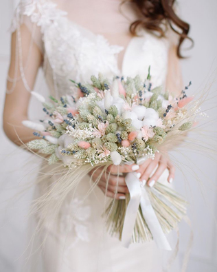 сухоцветы на свадьбе, букет невесты с сухоцветами 