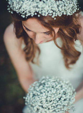сухоцветы на свадьбе, венок невесты из гипсофилы 