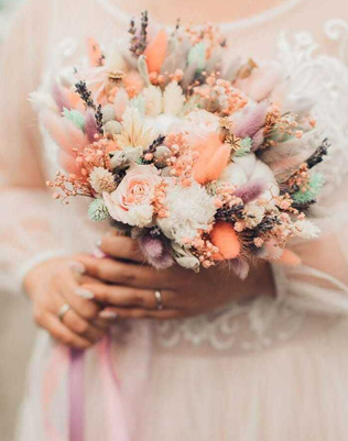 сухоцветы на свадьбе, букет невесты с сухоцветами 