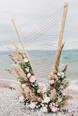 сухоцветы на свадьбе, свадебная арка с сухоцветами 