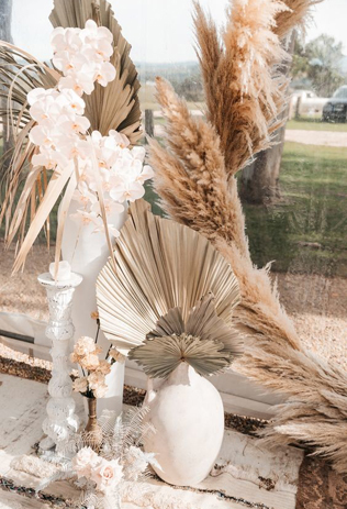 сухоцветы на свадьбе, сухоцветы в декоре церемонии 