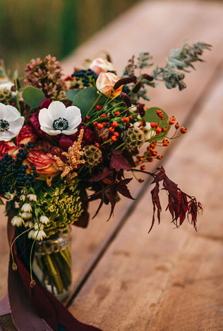 сухоцветы на свадьбе, декор стола сухоцветами 