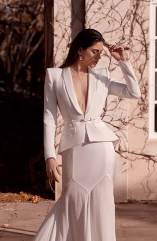 тренды свадебных платьев 2020, свадебный блейзер 