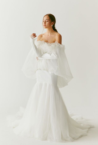 тренды свадебных платьев 2020, свадебное платье с пышными рукавами 