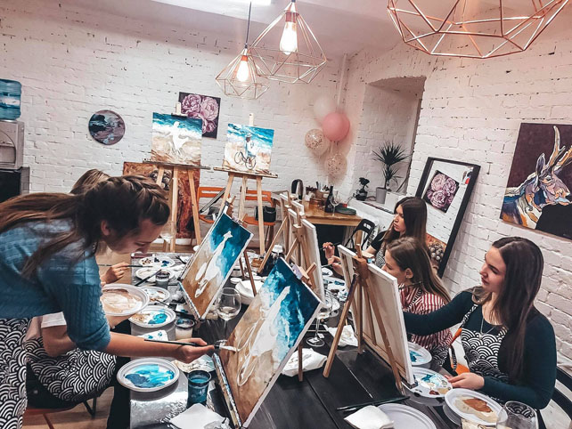 оригинальный девичник, мастер-класс по рисованию 