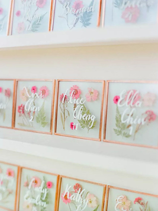 гербарий в декоре свадьбы, рассадочные карточки с высушенными цветами 