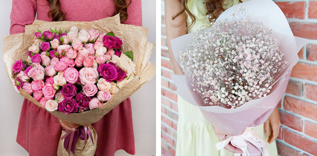как выбрать цветы в подарок, заказать букет на свадьбу