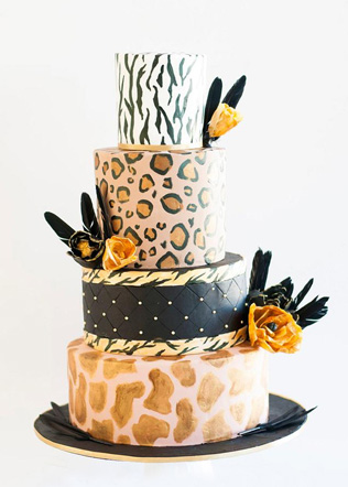 леопардовый принт на свадьбе, свадебный торт 