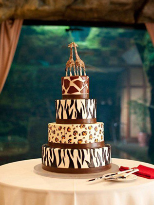 леопардовый принт на свадьбе, свадебный торт 