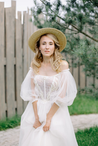 невеста в шляпе, свадебная шляпа-канотье 