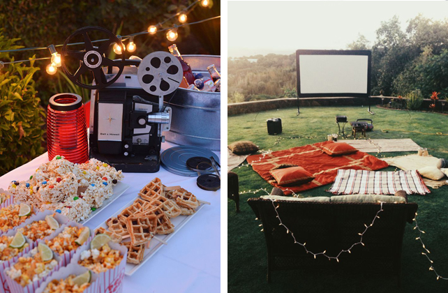 развлечения для гостей на летней свадьбе, кинотеатр под открытым небом