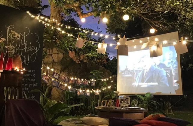 развлечения для гостей на летней свадьбе, кинотеатр под открытым небом