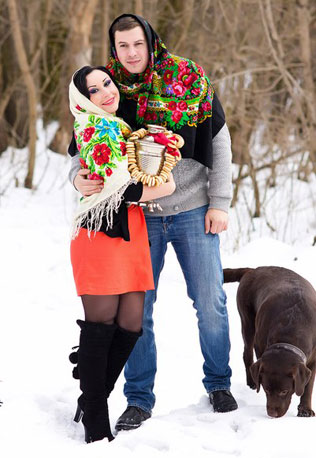 зимняя фотосессия лав стори с животными