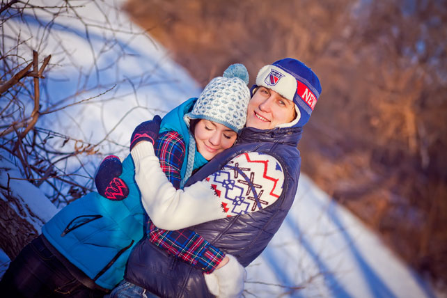 зимняя фотосессия лав стори на катке