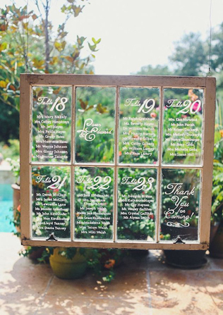 60 оригинальных идей для дизайна рассадочных карточек, рассадка гостей на стекле