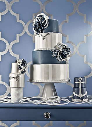 серебряный свадебный торт