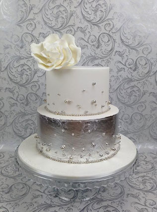 серебряный свадебный торт