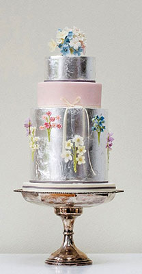 серебряный свадебный торт
