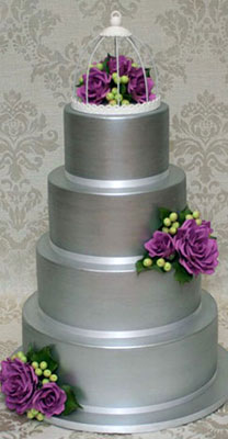 серебряный свадебный торт