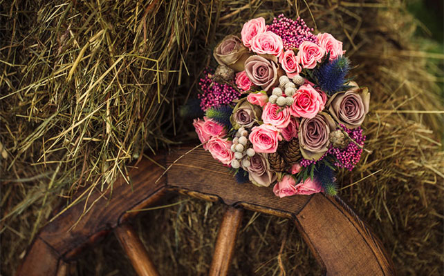 осенняя свадьба, яркий букет