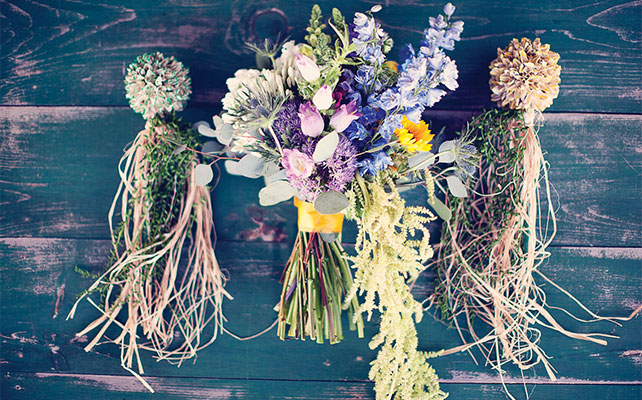 осенняя свадьба, яркий букет