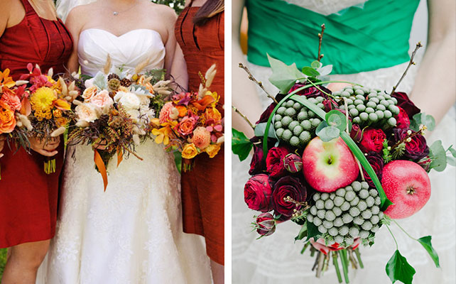 осенняя свадьба, яркий букет