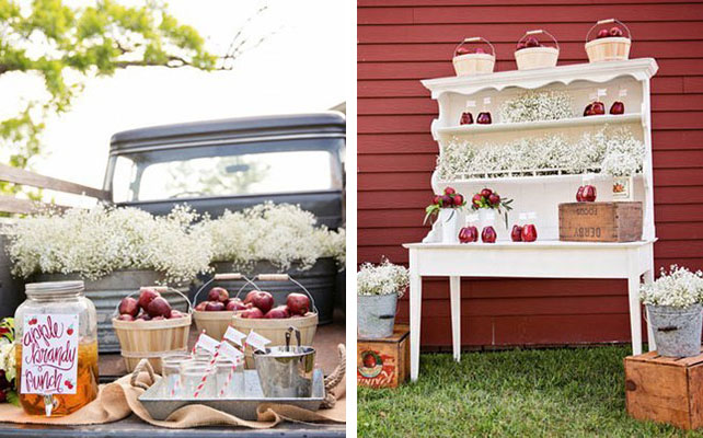 осенняя свадьба, яблоки в декоре