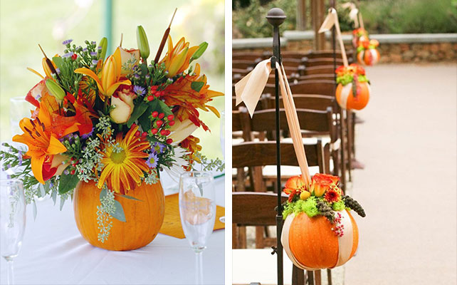 осенняя свадьба, тыква в декоре