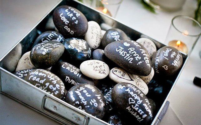 осенняя свадьба, камни в декоре