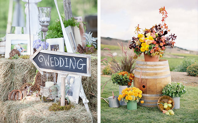 осенняя свадьба, эко-стиль в декоре