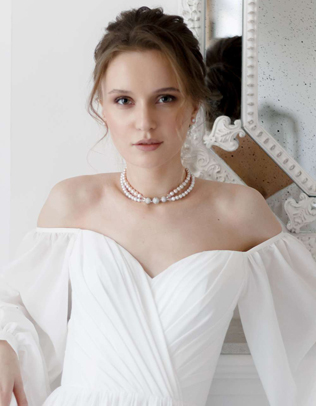 аксессуары для невест 2020, жемчужный чокер 