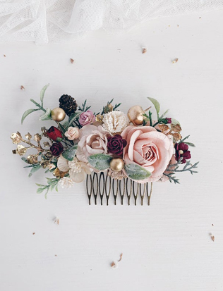  аксессуары для невест 2020, цветочный гребешок