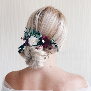 аксессуары для невест 2020, цветочный гребешок 