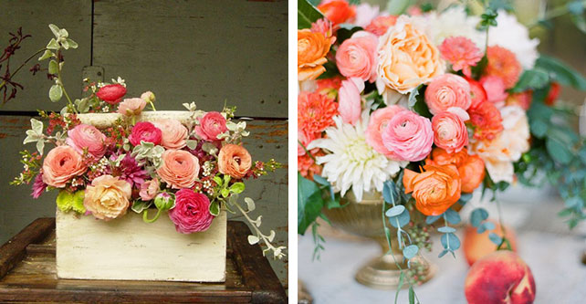 Композиции на стол из ранункулюсов