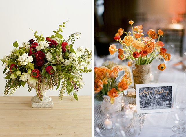 Композиции на стол из ранункулюсов