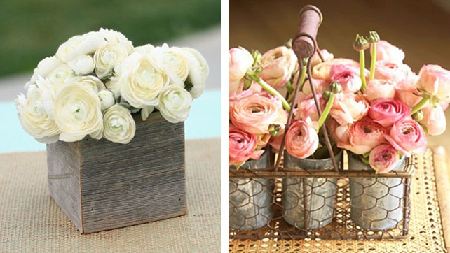 Композиции на стол из ранункулюсов