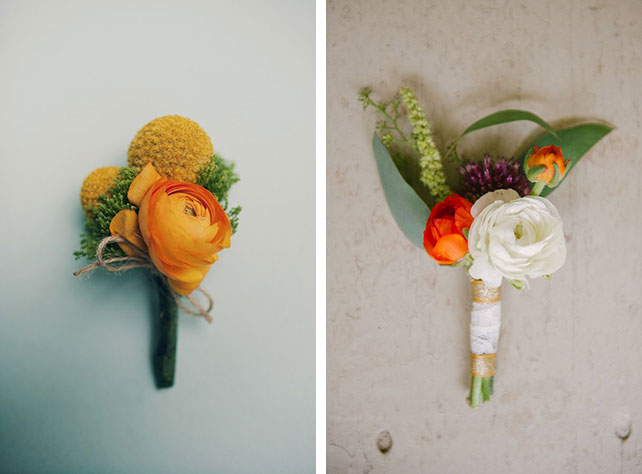 Бутоньерка жениха из ранункулюсов