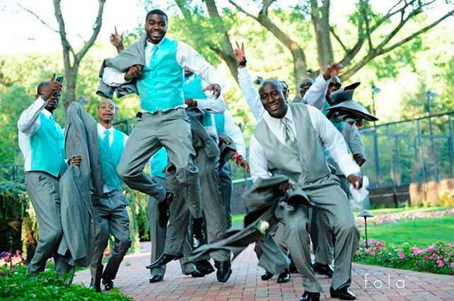 жених и друзья жениха в стиле Тиффани