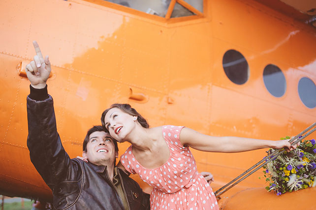 свадьба-реалити «Авиаторы», фотосессия на аэродроме