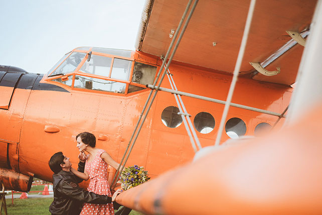 свадьба-реалити «Авиаторы», фотосессия на аэродроме