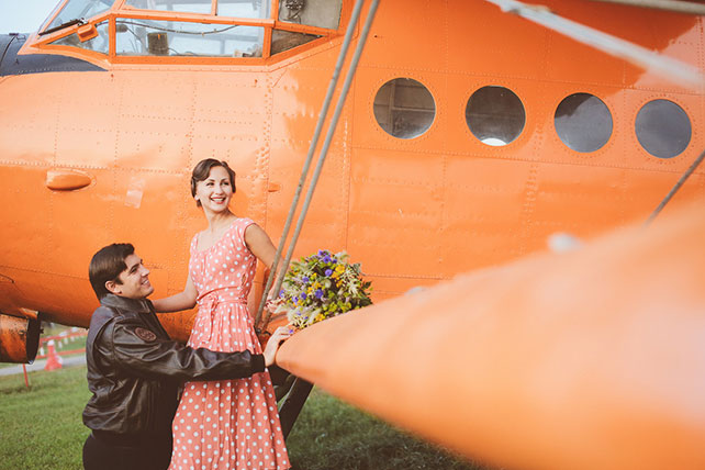 свадьба-реалити «Авиаторы», фотосессия на аэродроме