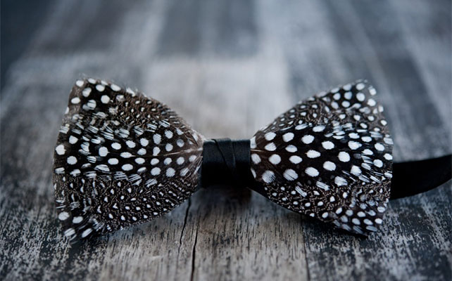 Галстук- бабочка из перьев для жениха и друзей жениха на свадьбе